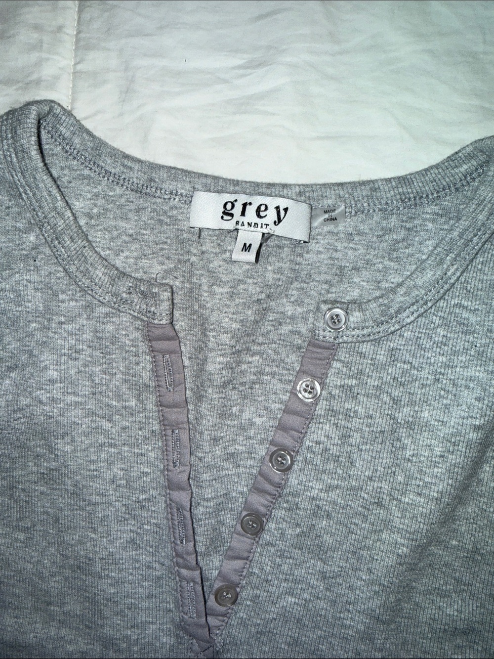 Grey Ribbed Henley Tank Top - Picture 2 of 2